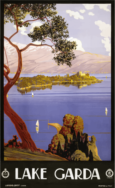 Vintage Travel Poster Lake Garda Italy 1924