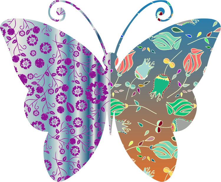 Vintage Style Floral Butterfly