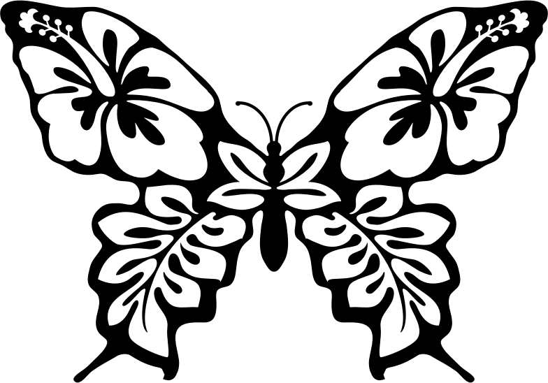 Butterfly Flower Line Art