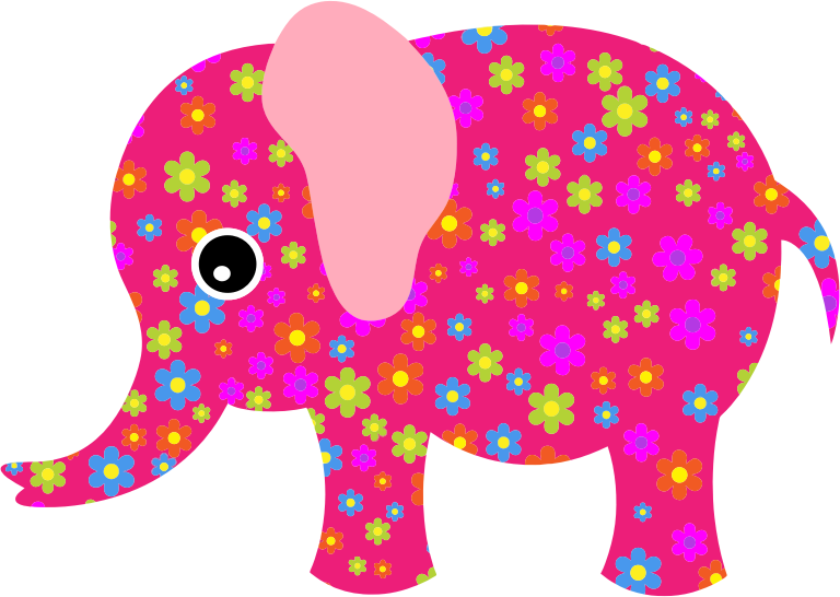 Retro Floral Elephant Pink