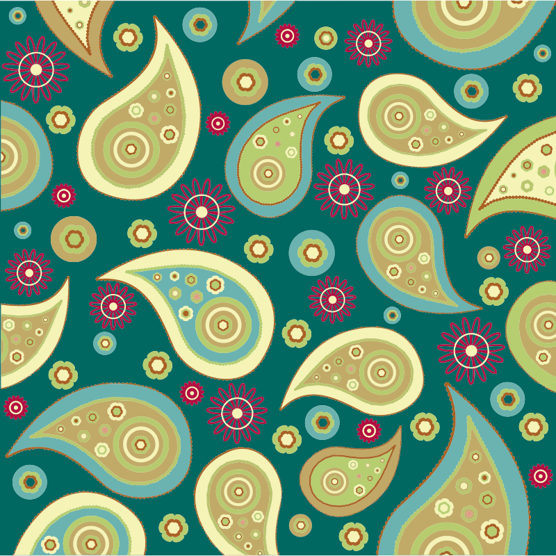 Green And Gold Paisley Pattern