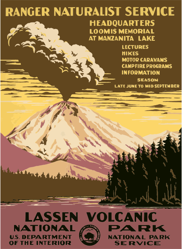 Vintage Travel Poster Lassen Volcanic National Park