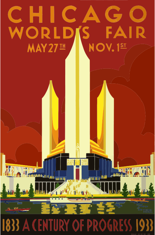 Vintage Travel Poster Chicago Worlds Fair 1933