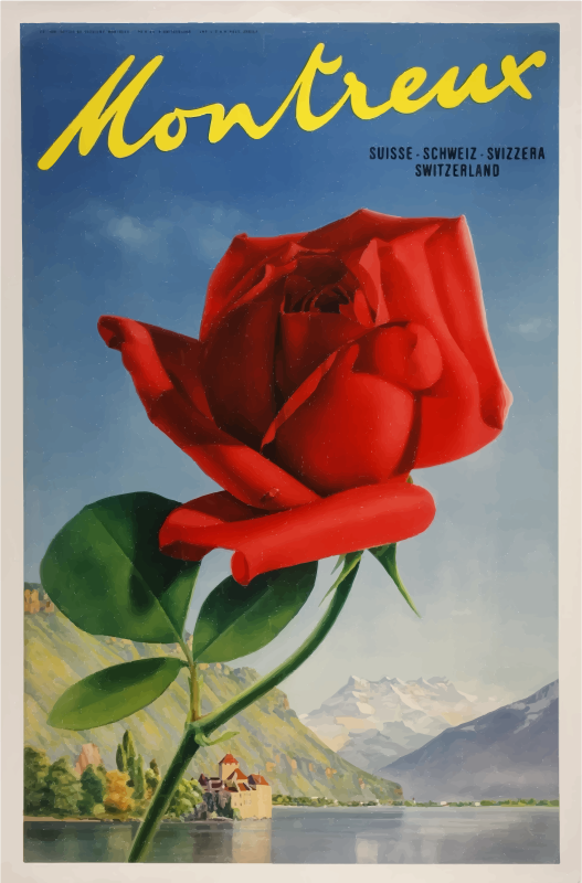 Vintage Travel Poster Montreux Switzerland