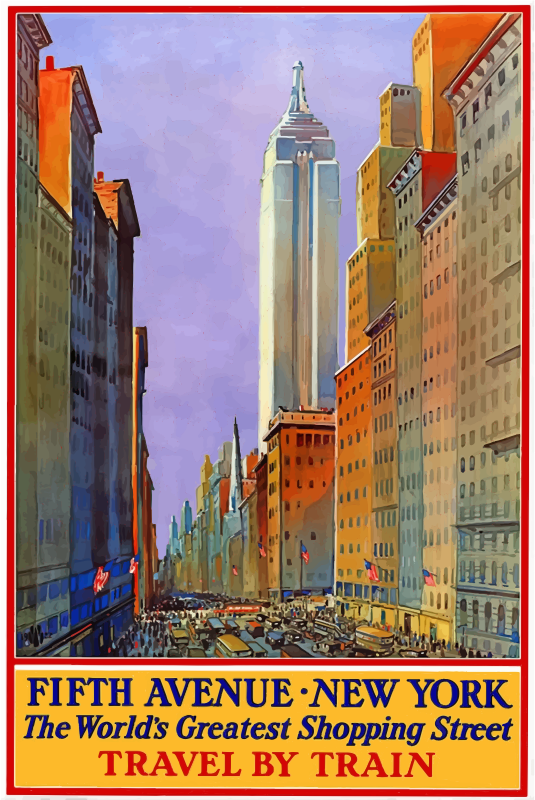 Vintage Travel Poster 5th Avenue New York