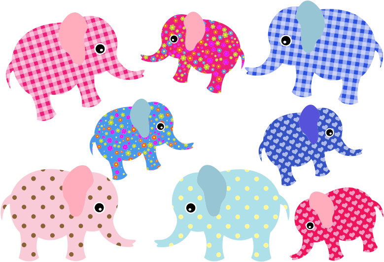 Colorful Retro Elephants