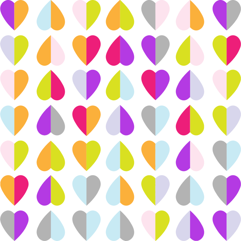 Colorful Hearts Pattern Wallpaper