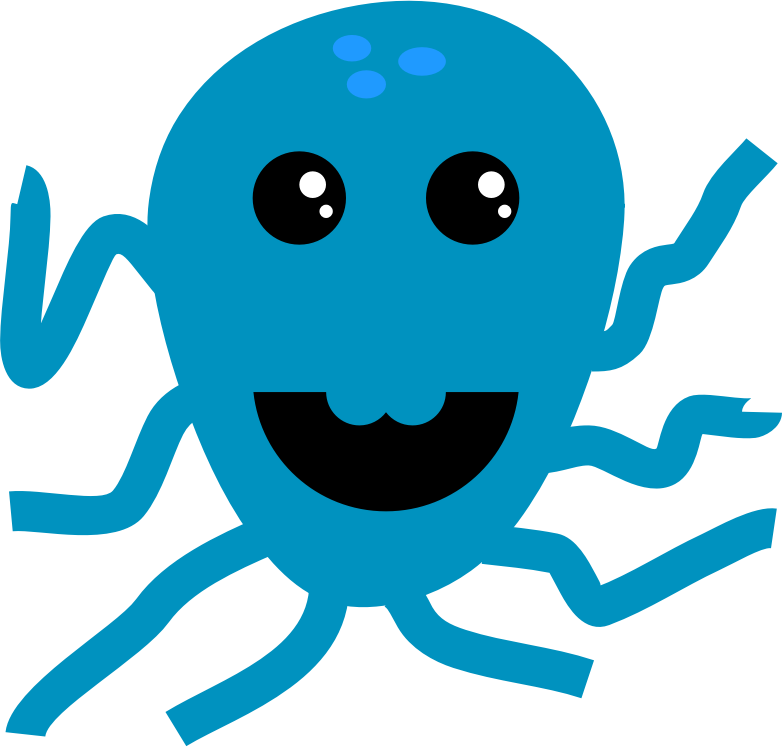 Crazy Octopus with blue teeth