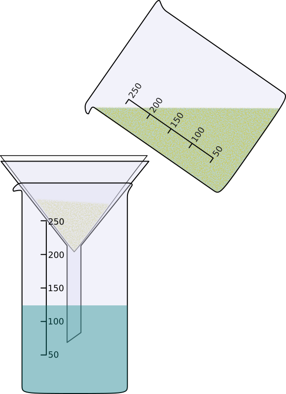 Filtration eines Sand und Salz-Wasser-Gemisches