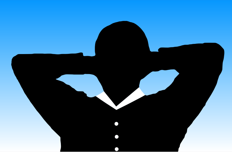 Man Relaxing With Hands Behind Head Silhouette With Background