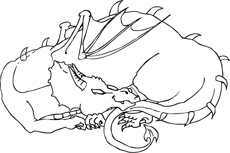 Sleeping Dragon Line Art