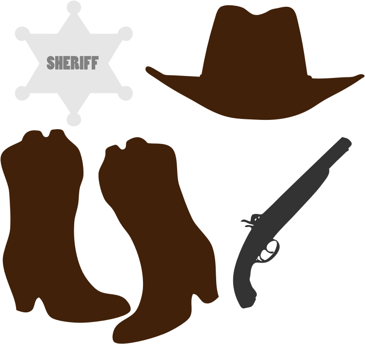 Cowboy Accessories Belt Hat and Badge Layered SVG and PNG File