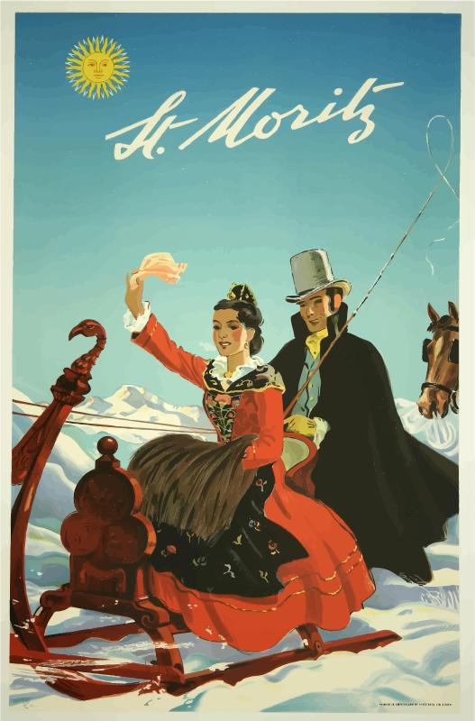 Vintage Travel Poster St Moritz Switzerland 2