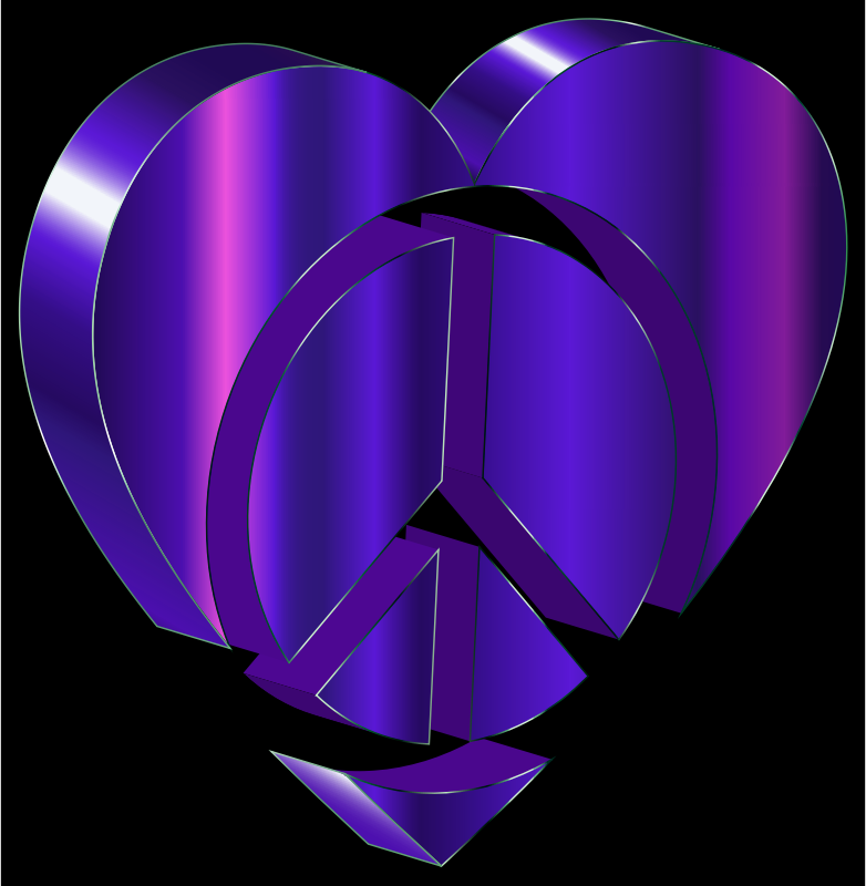 3D Peace Heart Sapphire