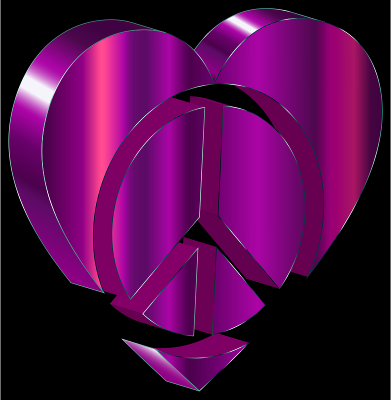 3D Peace Heart Amethyst