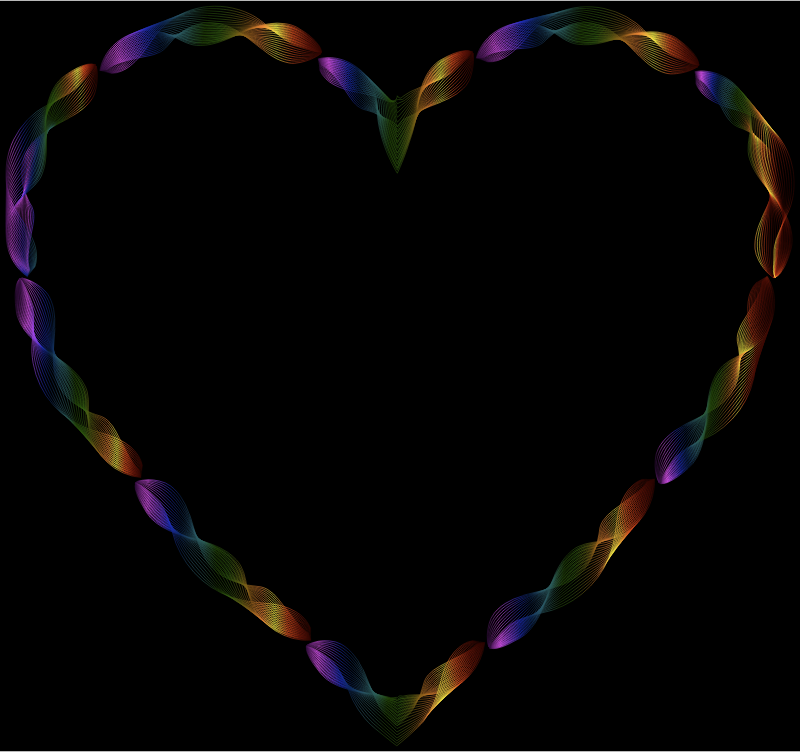 Rainbow Line Art Heart