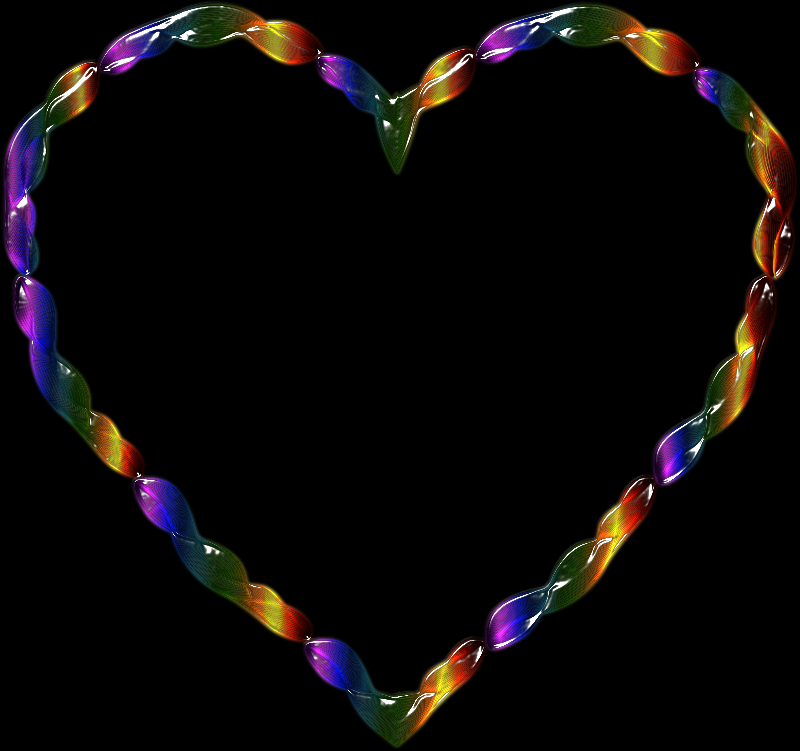 Rainbow Line Art Heart 2