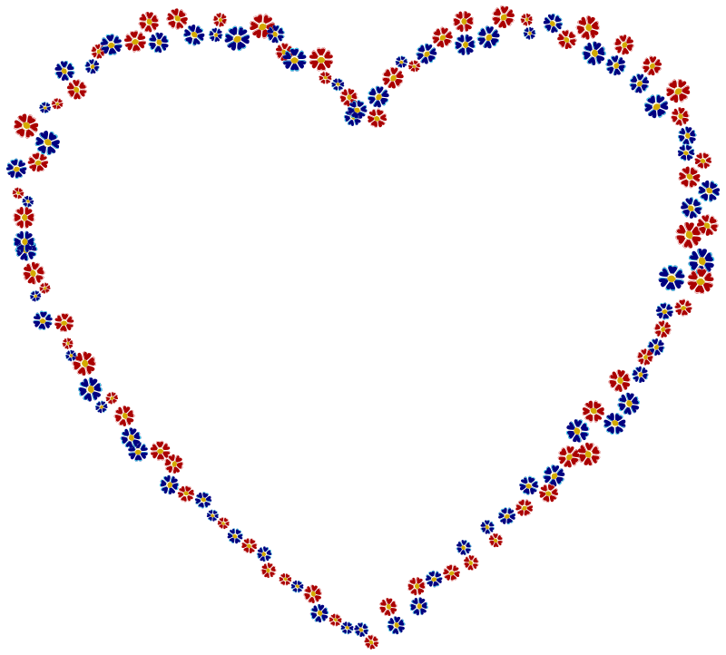 Red And Blue Floral Heart