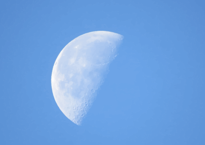 Half-moon in daylight