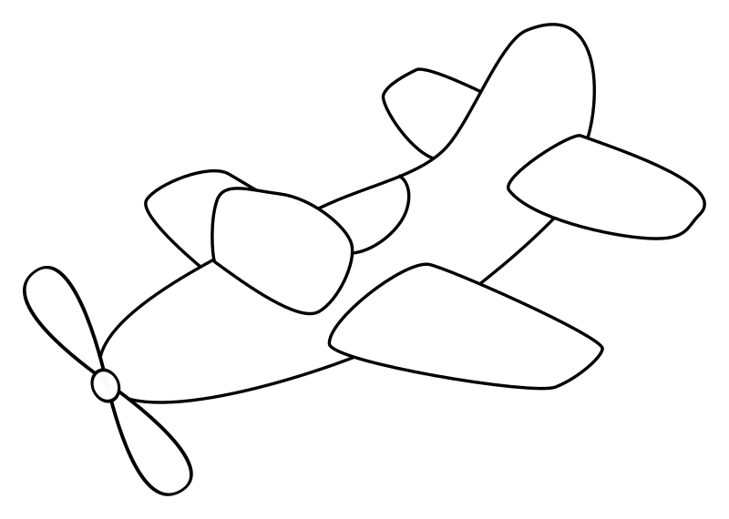 Airplane with propeller - outline