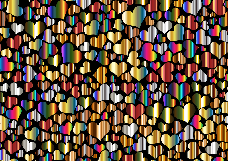 Shiny Metallic Hearts Background