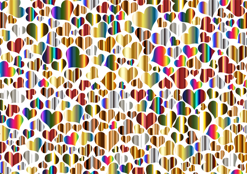 Shiny Metallic Hearts Background 2