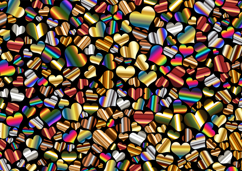 Shiny Metallic Hearts Background 3