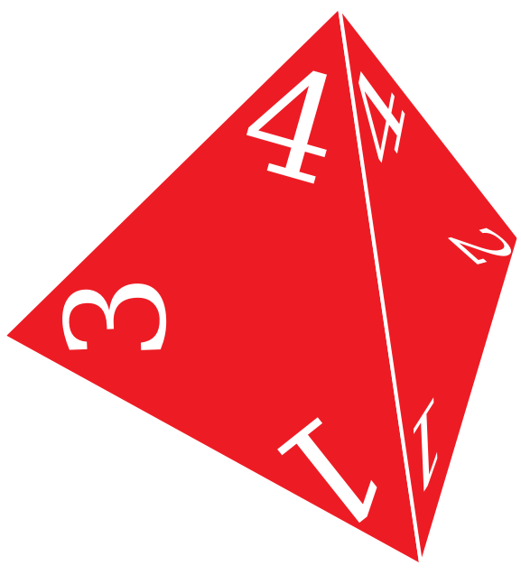 4-Sided Opaque Dice (d4) - Red