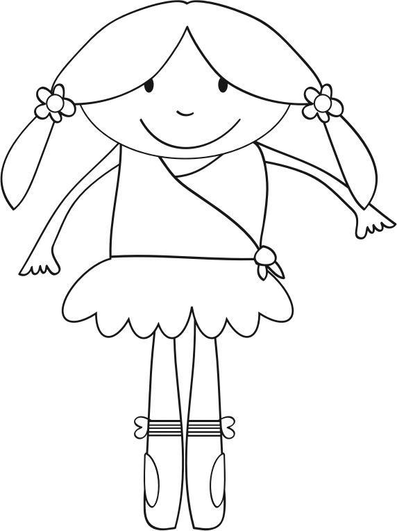 Ballerina Girl Line Art