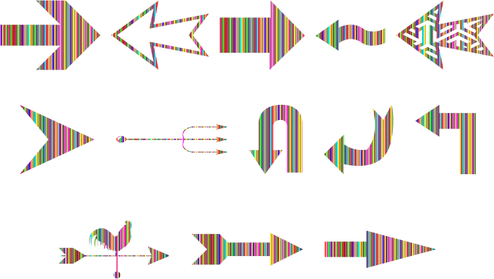 Variety Of Colorful Striped Arrows