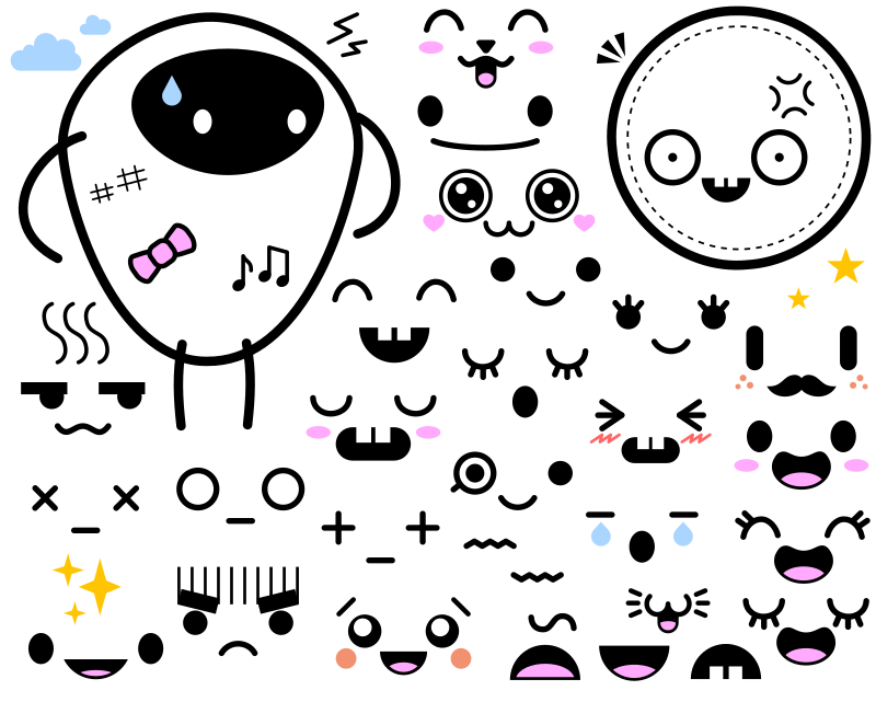 Japanese cute faces Openclipart