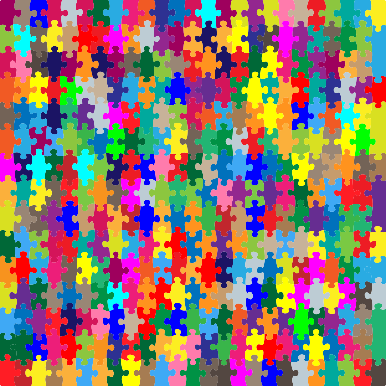 Multicolored Jigsaw Puzzle Pieces No Strokes