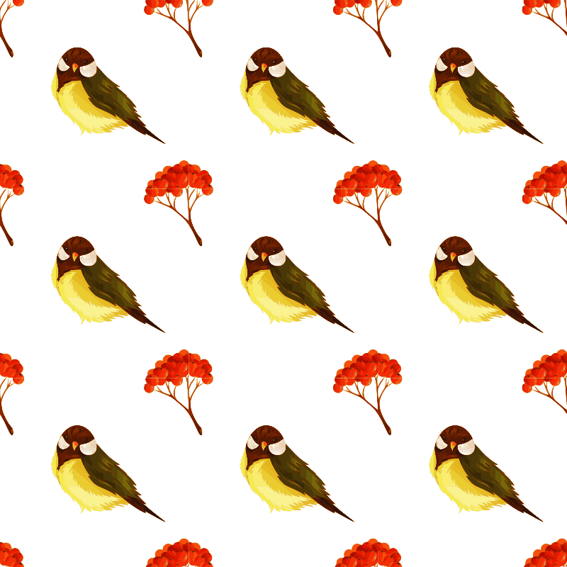 Bird and pome seamless pattern