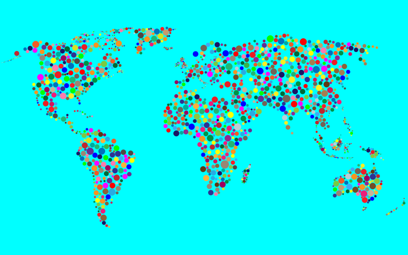 Colorful Circles World Map With Background