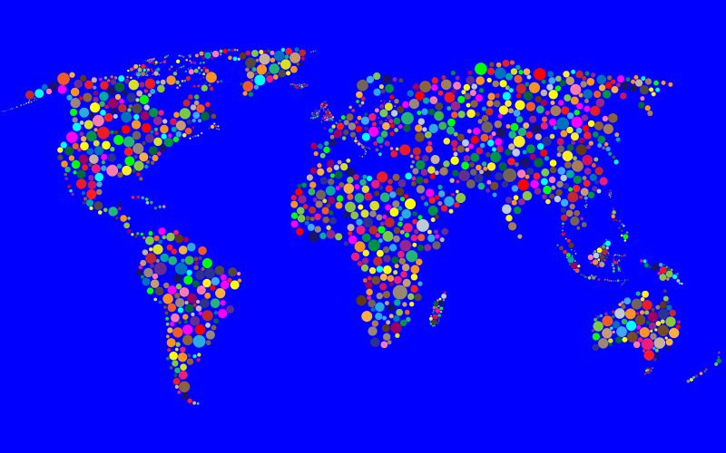 Colorful Circles World Map With Background 2