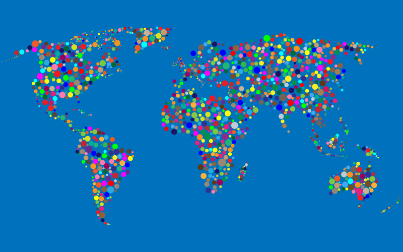 Colorful Circles World Map With Background 3