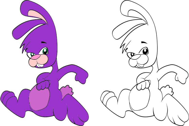 Purple And Line Art Bunny