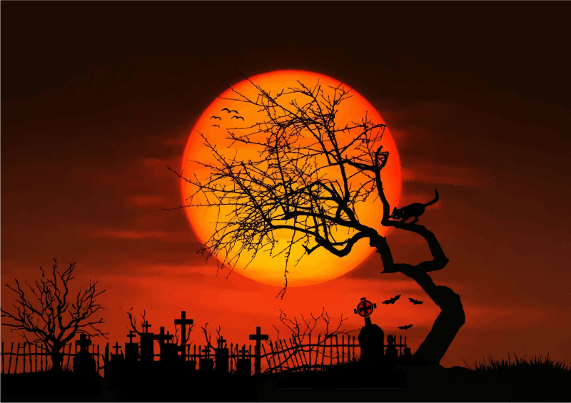 Midnight Graveyard Silhouette