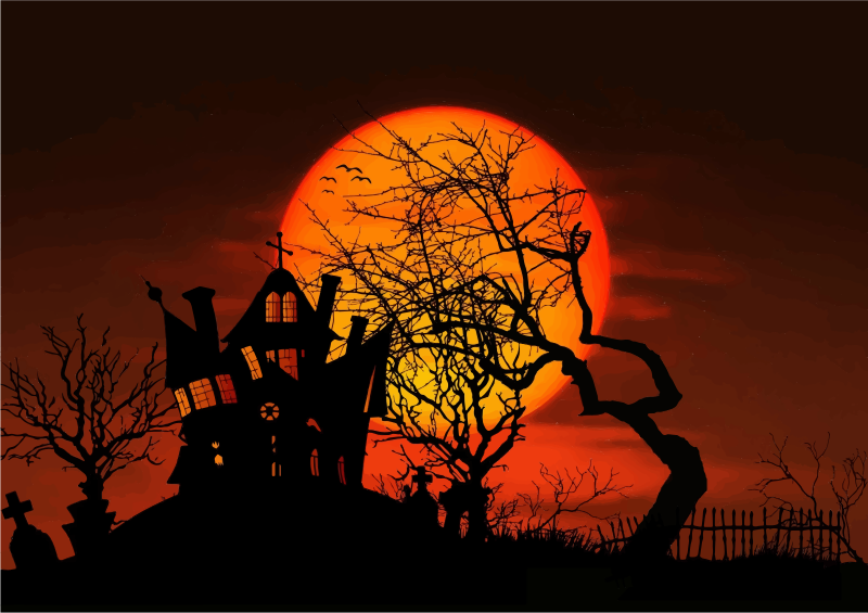 Haunted House Moonlight Silhouette