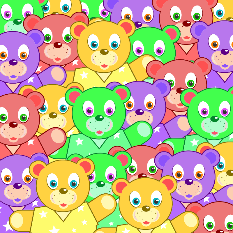 Multicolored Teddy Bears Background