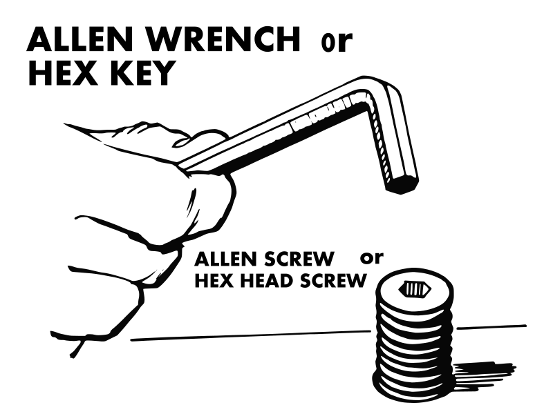 Hex key(Allen wrench) and screw