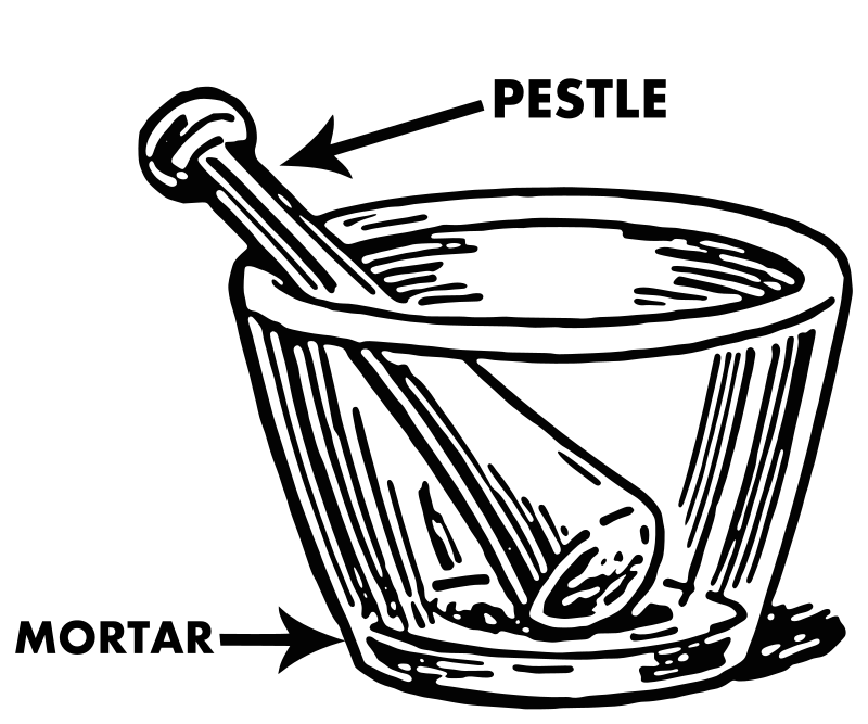 laboratory mortar and pestle drawing