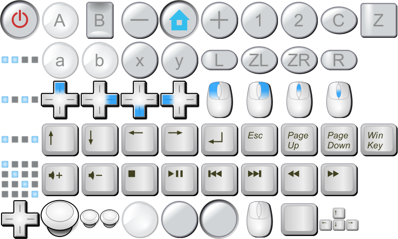 Wii buttons, mouse buttons, keyboard keys