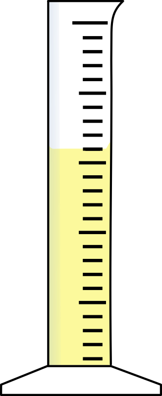 kleiner Messzylinder mit gelber Flüssigkeit