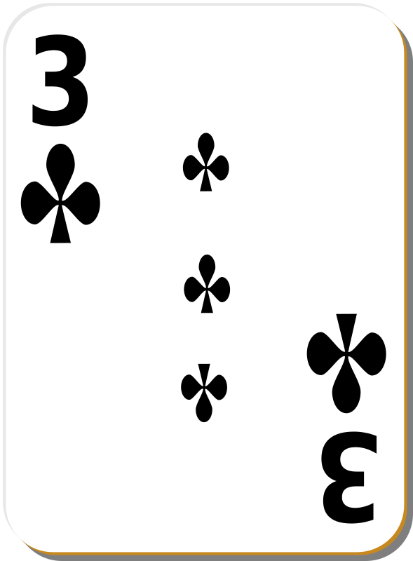 White deck: 3 of clubs