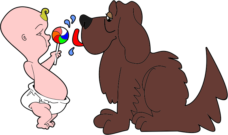 Dog Licking Babys Lollipop