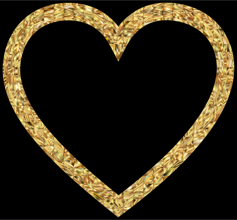 Golden Heart 2 With Black Background