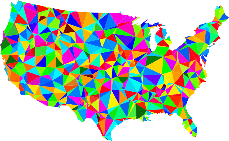 Flat Shaded Low Poly America USA Map