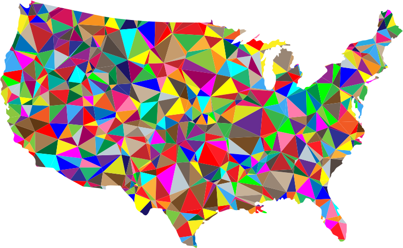 Flat Color Low Poly America USA Map