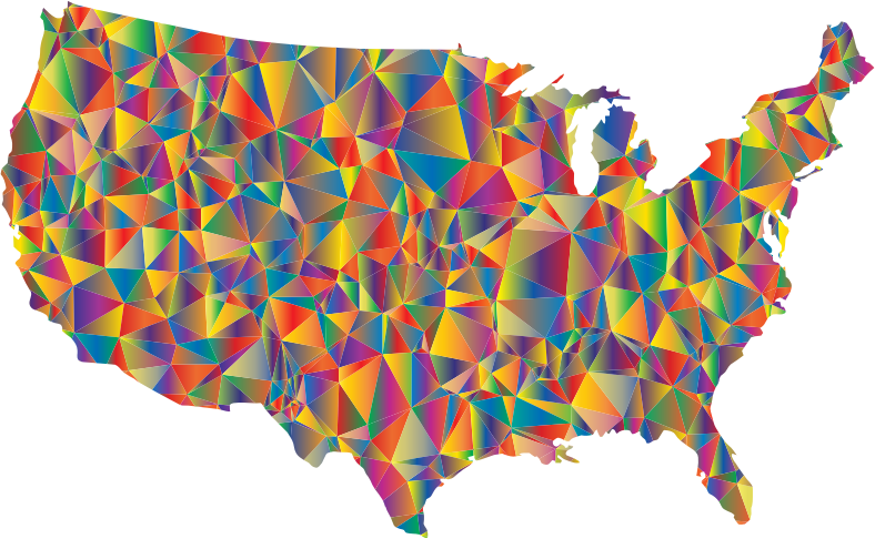 Blended Colorful Low Poly America USA Map